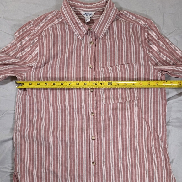 Arizona Jean Company Red and White Striped Button Down Shirt - Picture 3 of 7